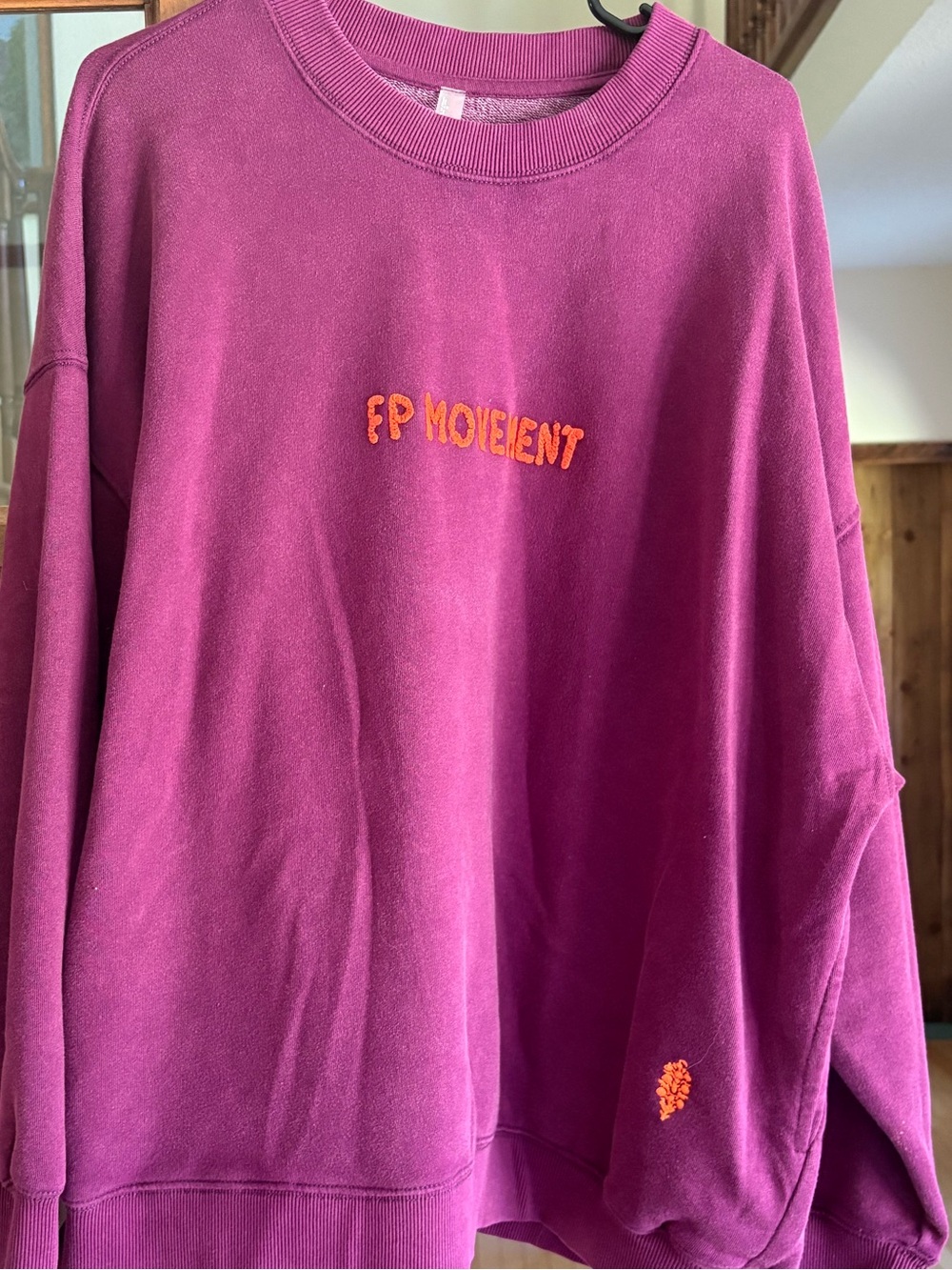 Free People All Star Embroidered Pullover size XL color Deep Mulberry - Picture 3 of 7